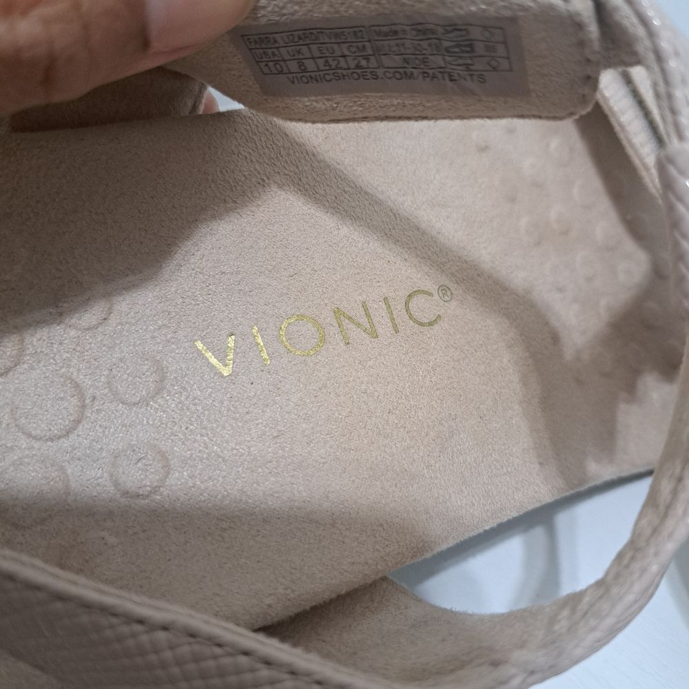 Vionic Women's Farra Lizzard Stylish Sandals With Gold Accents Light Pink Sz 10 - Picture 10 of 13